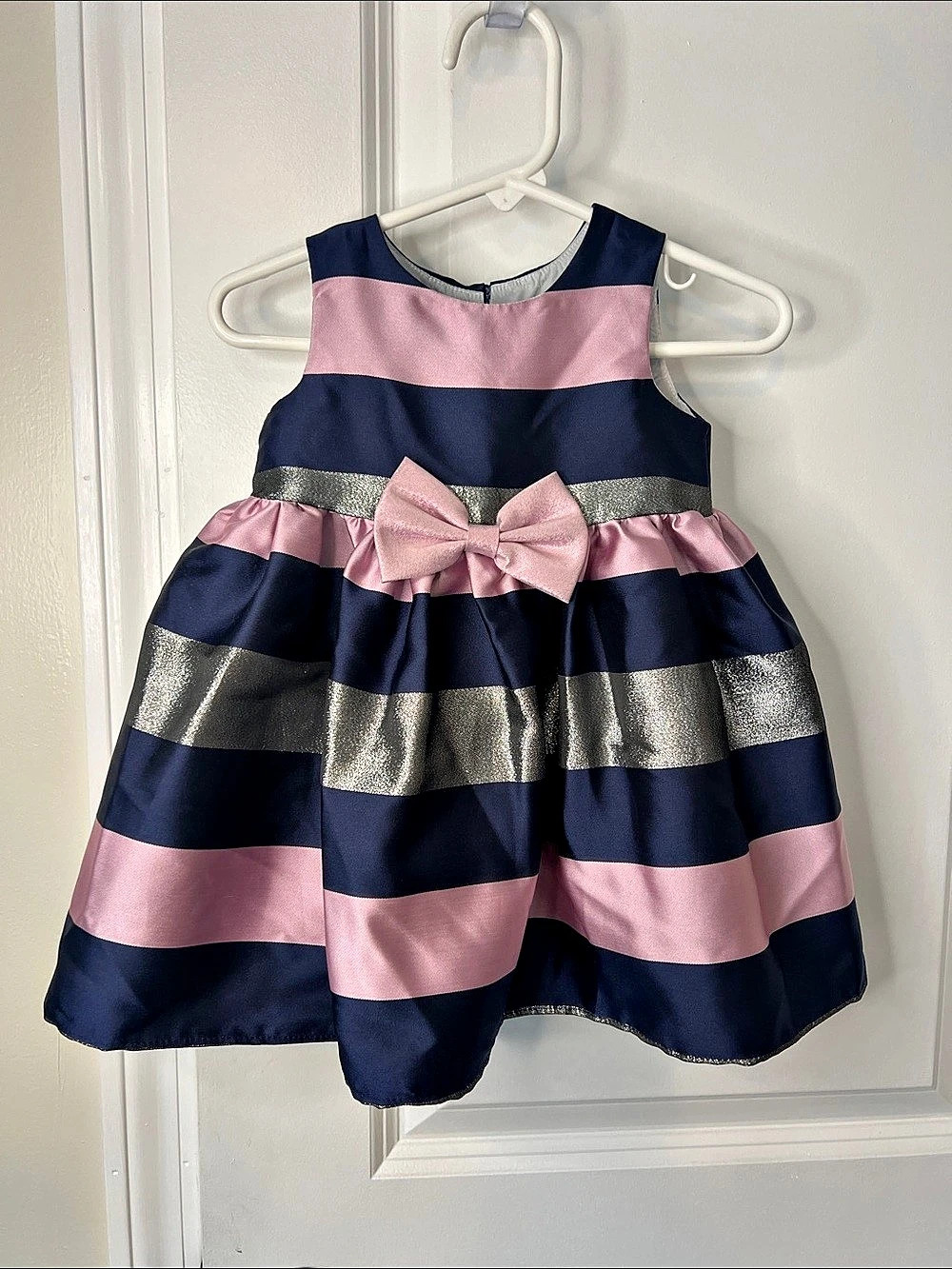 Purple Rose Striped Party Dress Baby 6/9M Like New